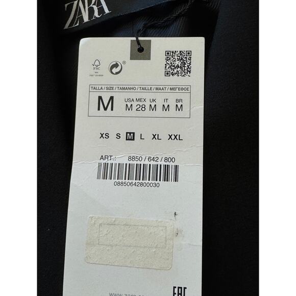 Zara Black Double Breasted Women's Blazer Dress Sz M Structured Shoulder & Pads - Picture 9 of 10